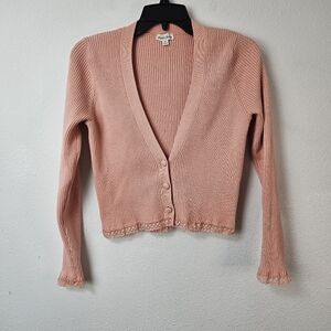 For Love And Lemons Blush Button-Up Cardigan
